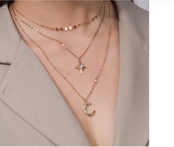 pendant necklaces 2021 european and american wowen multi-layer copper alloy with star moon high-fashion creative personality necklace, Silver
pendant necklaces 2021 european and american wowen multi-layer copper alloy with star moon high-fashion creative personality necklace, Silver