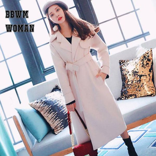 women's wool & blends 2021 apricot winter lapel woolen coat waist strap long female jacket, Black
women's wool & blends 2021 apricot winter lapel woolen coat waist strap long female jacket, Black