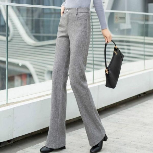 women autumn winter elegant woolen pant female button high waist loose straight trouser lady solid casual wide leg h95 women's pants &, Black;white
women autumn winter elegant woolen pant female button high waist loose straight trouser lady solid casual wide leg h95 women's pants &, Black;white