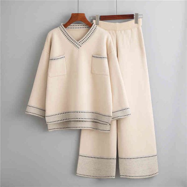 women's two piece pants a fairy female leisure wide-legged suit winter western style fashion sweater loose web celebrity two-piece outf, White
women's two piece pants a fairy female leisure wide-legged suit winter western style fashion sweater loose web celebrity two-piece outf, White