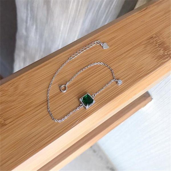charm bracelets personality temperament geometric 925 sterling silver jewelry not allergic square green crystal sweet gift sb162, Golden;silver
charm bracelets personality temperament geometric 925 sterling silver jewelry not allergic square green crystal sweet gift sb162, Golden;silver