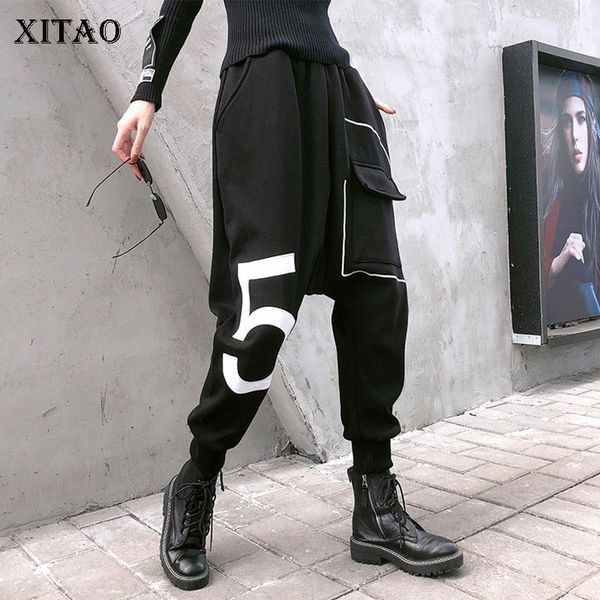 women's pants & capris xitao letter black harem women fashion 2021 winter elastic waist pocket full length dmy1921, Black;white
women's pants & capris xitao letter black harem women fashion 2021 winter elastic waist pocket full length dmy1921, Black;white