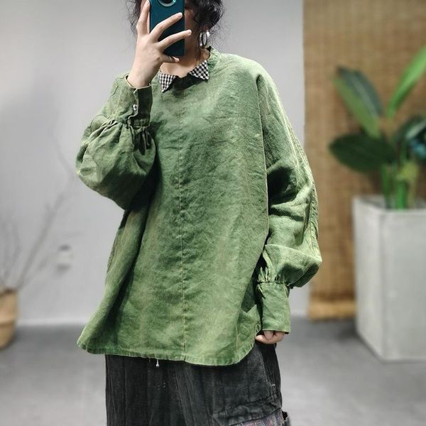 women's blouses & shirts qpfjqd ladies linen patchwork long sleeve women vintage spring autumn flax plus size turn down collar, White
women's blouses & shirts qpfjqd ladies linen patchwork long sleeve women vintage spring autumn flax plus size turn down collar, White