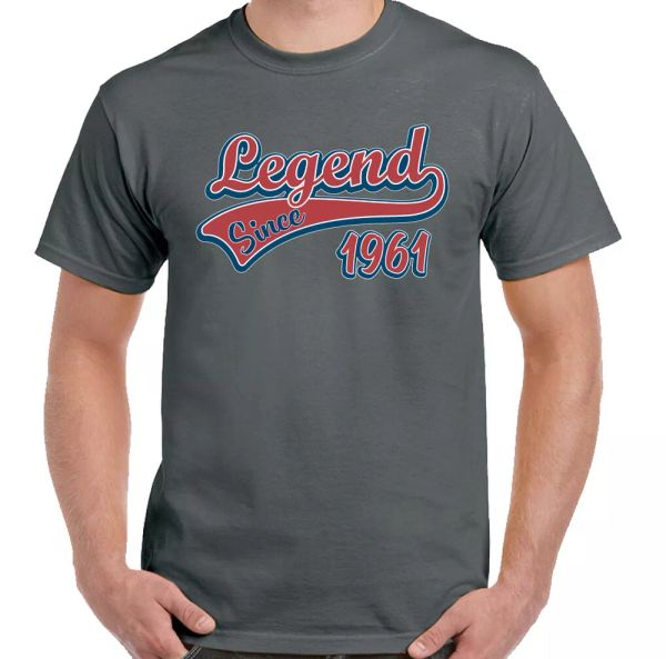 60th birthday t-shirt 1961 legend since mens funny 60th year old tee top, White;black
60th birthday t-shirt 1961 legend since mens funny 60th year old tee top, White;black