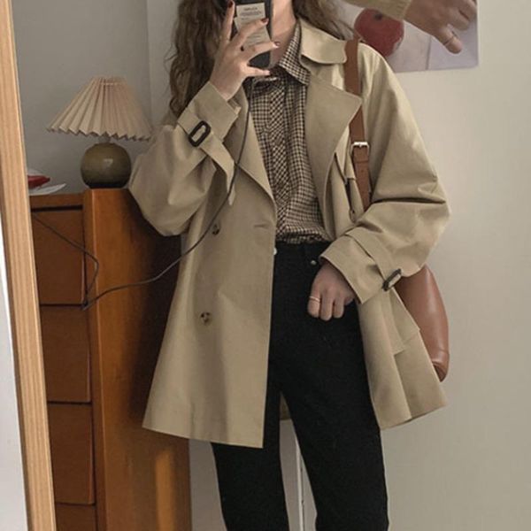 women's trench coats xfpv 2021 autumn winter arrivals short korean version fashion vertical temperament coat windbreaker sm1037, Tan;black
women's trench coats xfpv 2021 autumn winter arrivals short korean version fashion vertical temperament coat windbreaker sm1037, Tan;black