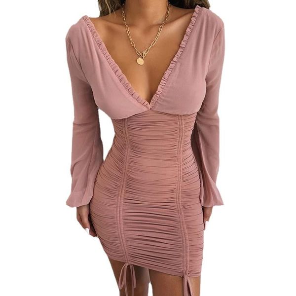 casual dresses 2021 chiffon summer autumn dress women long sleeve slim elastic bodycon bandage short pleated, Black;gray
casual dresses 2021 chiffon summer autumn dress women long sleeve slim elastic bodycon bandage short pleated, Black;gray