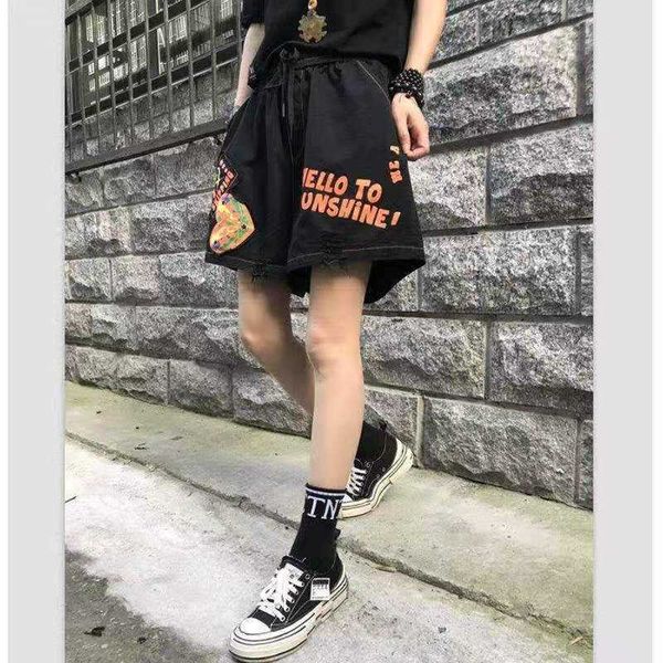 arrival summer women loose casual elastic waist sweet print wide leg pants cotton denim knee length ripped jeans w118 210608, Blue
arrival summer women loose casual elastic waist sweet print wide leg pants cotton denim knee length ripped jeans w118 210608, Blue