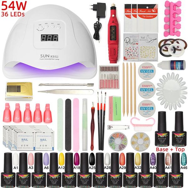 nail art kits essff set 54w uv led lamp for manicure gel polish kit varnish electric drill sets tools
nail art kits essff set 54w uv led lamp for manicure gel polish kit varnish electric drill sets tools