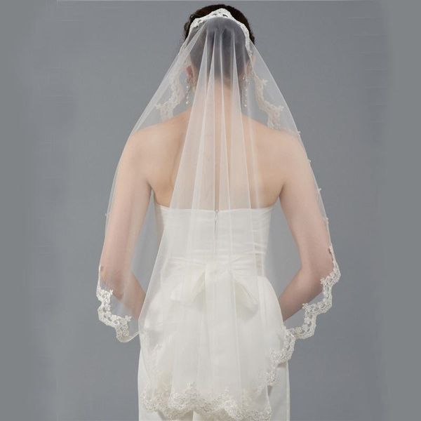 bridal veils veu de noiva bride white wedding veil one layer tulle fingertip lace applique edge ivory short, Black
bridal veils veu de noiva bride white wedding veil one layer tulle fingertip lace applique edge ivory short, Black