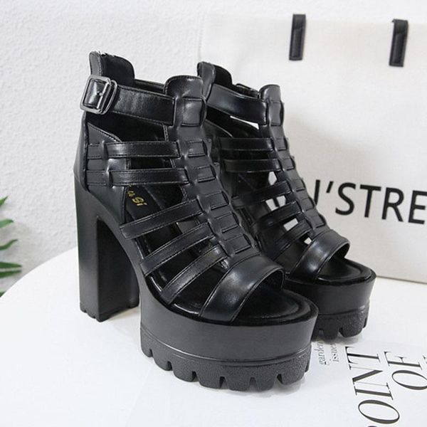 women's sandals ladies classic high platform thick heel waterproof lace-up nightclub hollow -2021-8, Black
women's sandals ladies classic high platform thick heel waterproof lace-up nightclub hollow -2021-8, Black