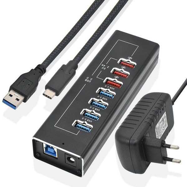 hubs aluminum alloy 7-port usb travel mobile phone charger adapter 3.0 hub with 2.4a fast charging port and 3a power
hubs aluminum alloy 7-port usb travel mobile phone charger adapter 3.0 hub with 2.4a fast charging port and 3a power