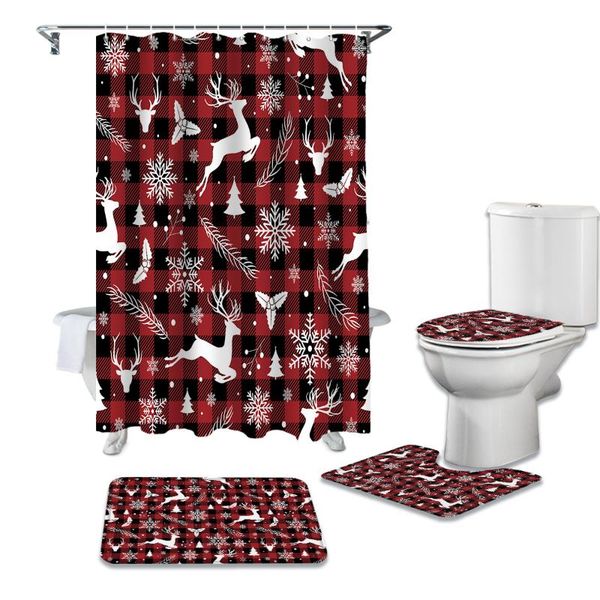 red plaid christmas elk waterproof shower curtains set bathroom curtain and rug sets
red plaid christmas elk waterproof shower curtains set bathroom curtain and rug sets
