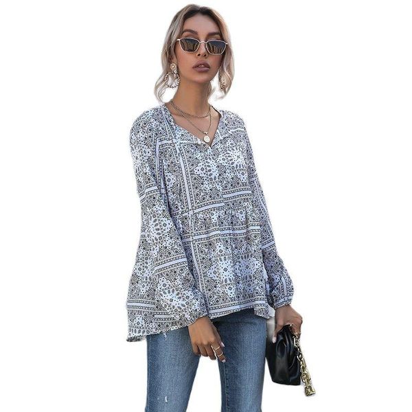 women's blouses & shirts 2021 autumn printing v-neck long sleeve chiffon miss shirt, White
women's blouses & shirts 2021 autumn printing v-neck long sleeve chiffon miss shirt, White