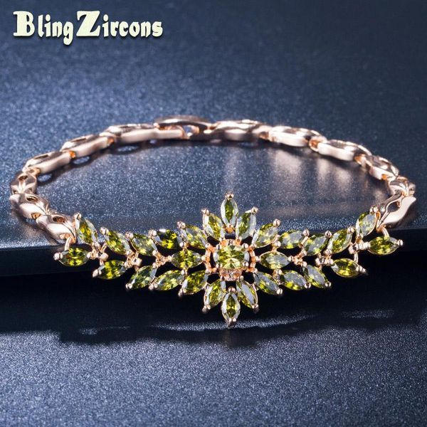 link, chain blingzircons elegant olive green marquise cubic zirconia big flower crystal bracelet gold color women jewelry for wedding b200, Black
link, chain blingzircons elegant olive green marquise cubic zirconia big flower crystal bracelet gold color women jewelry for wedding b200, Black