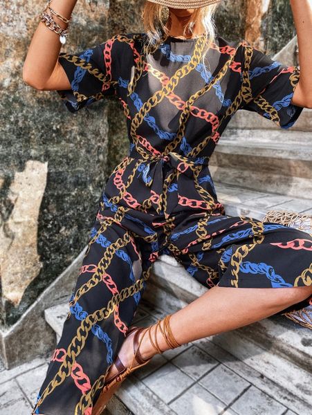 chain print belted wide leg jumpsuit l8ku#, White
chain print belted wide leg jumpsuit l8ku#, White