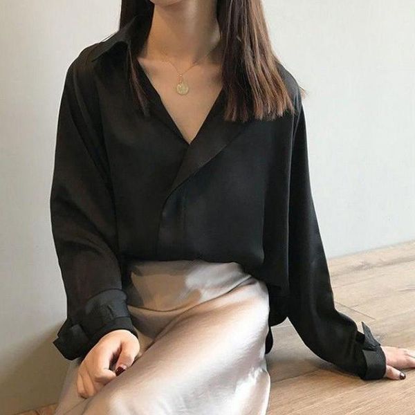 women's t-shirt long-sleeved satin shirt spring and autumn loose drape retro hong kong flavor harajuku vintage cardigan dropshippi, White
women's t-shirt long-sleeved satin shirt spring and autumn loose drape retro hong kong flavor harajuku vintage cardigan dropshippi, White