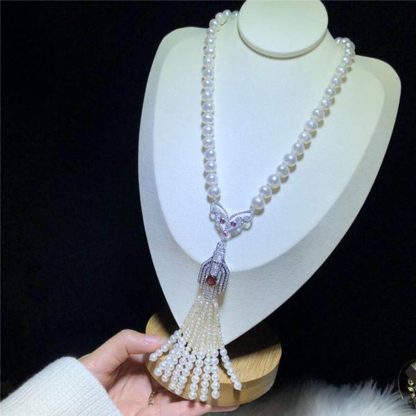 chains fashion 8-9mm white freshwater rice pearl tassel pendant necklace long 48cm, Silver
chains fashion 8-9mm white freshwater rice pearl tassel pendant necklace long 48cm, Silver