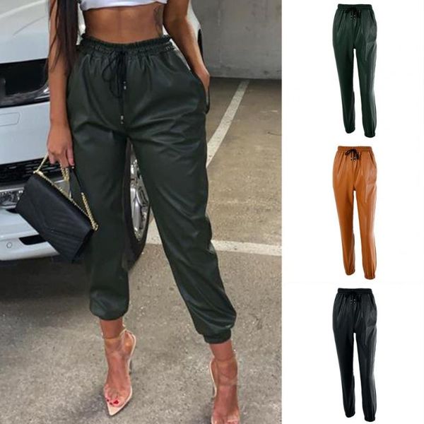 women's pants & capris faux leather outdoor elastic waist drawstring long skin-touch casual ankle banded streetwear, Black;white
women's pants & capris faux leather outdoor elastic waist drawstring long skin-touch casual ankle banded streetwear, Black;white