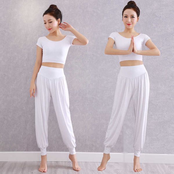 suit summer yoga female beginner modal training belly dance lantern pants pants, Black;white
suit summer yoga female beginner modal training belly dance lantern pants pants, Black;white