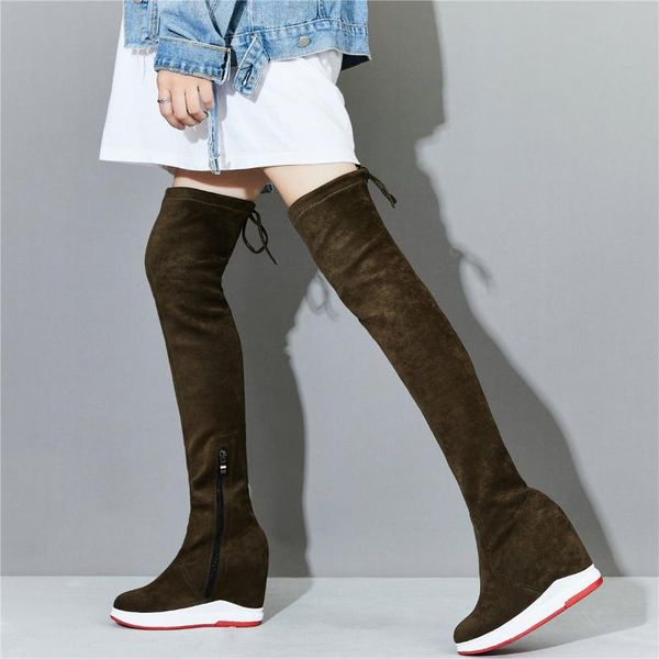 boots 2021 thigh high fashion sneakers women stretchy velvet wedges heel female round toe platform pumps shoes casual, Black
boots 2021 thigh high fashion sneakers women stretchy velvet wedges heel female round toe platform pumps shoes casual, Black