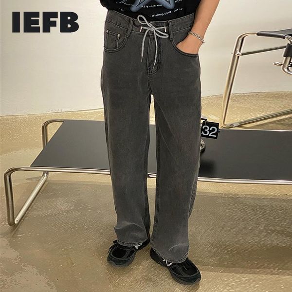 men's jeans iefb drawstring high waist black niche design vintage streetwear man korean trend straight wide leg long pants y8024, Blue
men's jeans iefb drawstring high waist black niche design vintage streetwear man korean trend straight wide leg long pants y8024, Blue