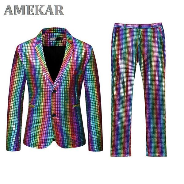 men's suits mens stage prom gold silver rainbow plaid sequin jacket pants men dance festival christmas halloween party costume homme &, White;black
men's suits mens stage prom gold silver rainbow plaid sequin jacket pants men dance festival christmas halloween party costume homme &, White;black