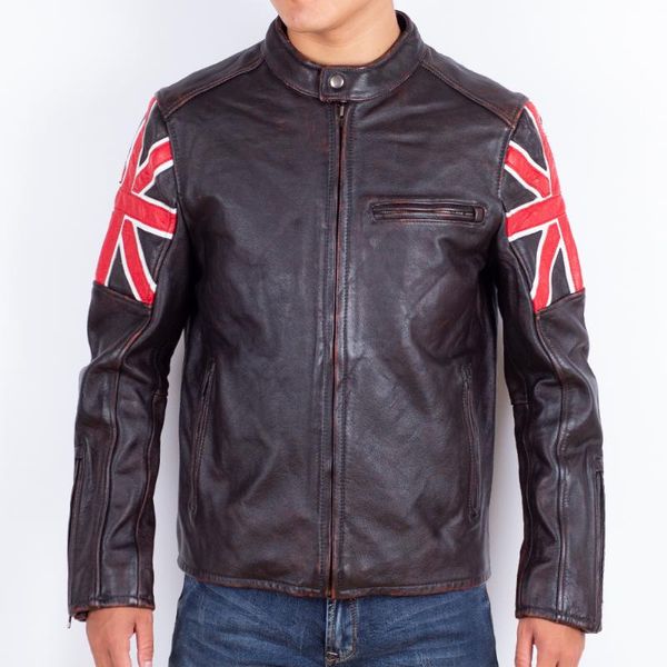 men's leather & faux 2022 vintage style jacket autumn slim stand collar genuine cowhide biker's coat, Black
men's leather & faux 2022 vintage style jacket autumn slim stand collar genuine cowhide biker's coat, Black