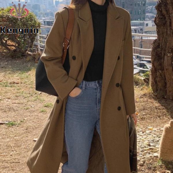 women's wool & blends european style winter jacket coat casual female long vintage outwear casaco feminino clothes kg03, Black
women's wool & blends european style winter jacket coat casual female long vintage outwear casaco feminino clothes kg03, Black