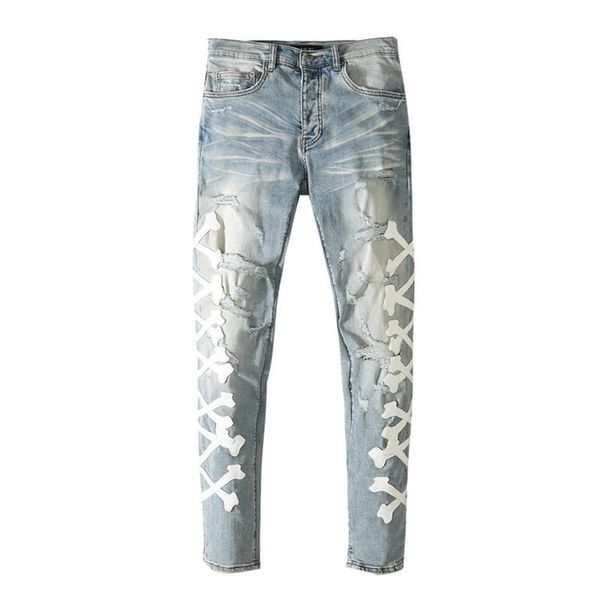 men's jeans kimsere fashion brand designer ripped with patchwork streetwear distressed denim pants slim fit trousers holes, Blue
men's jeans kimsere fashion brand designer ripped with patchwork streetwear distressed denim pants slim fit trousers holes, Blue