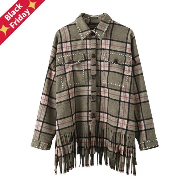 autumn winter women plaid coat jacket pocket casual warm overcoat fashion outwear rivet tassel design jackets women's, Black;brown
autumn winter women plaid coat jacket pocket casual warm overcoat fashion outwear rivet tassel design jackets women's, Black;brown