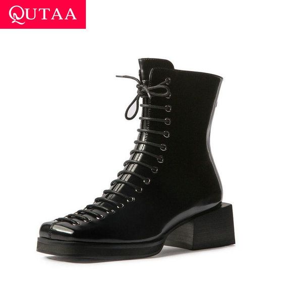 boots qutaa 2021 ankle pu leather square med heel fashion short autumn winter round toe zipper women shoes size 34-39, Black
boots qutaa 2021 ankle pu leather square med heel fashion short autumn winter round toe zipper women shoes size 34-39, Black