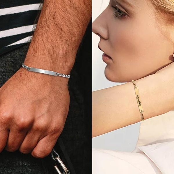 link, chain classic id horizontal bar bracelet ,stainless steel engravable skinny bracelets for men women jewelry, Black
link, chain classic id horizontal bar bracelet ,stainless steel engravable skinny bracelets for men women jewelry, Black