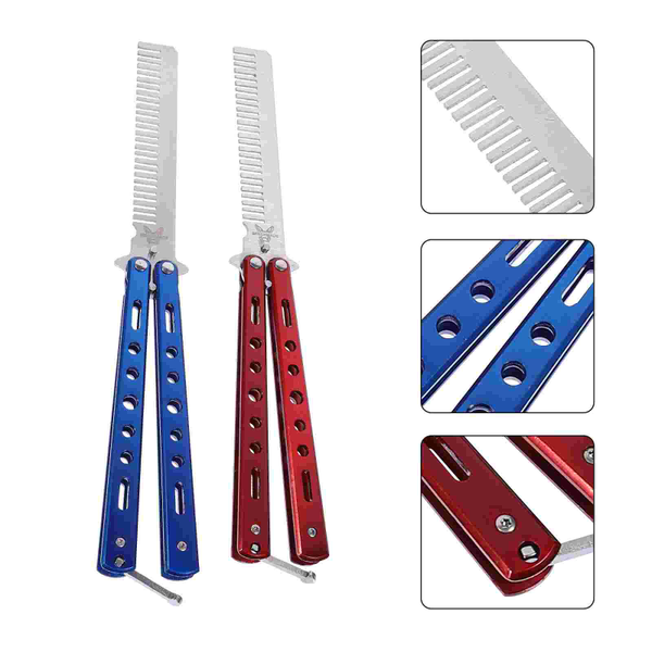 hair brushes 2pcs outdoor stainless steel butterflies comb beginner training practice tools, Silver
hair brushes 2pcs outdoor stainless steel butterflies comb beginner training practice tools, Silver