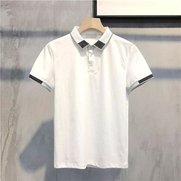 men's short sleeve t-shirt 2021 summer slim polo fashion lapel men's handsome color matching, White;black
men's short sleeve t-shirt 2021 summer slim polo fashion lapel men's handsome color matching, White;black