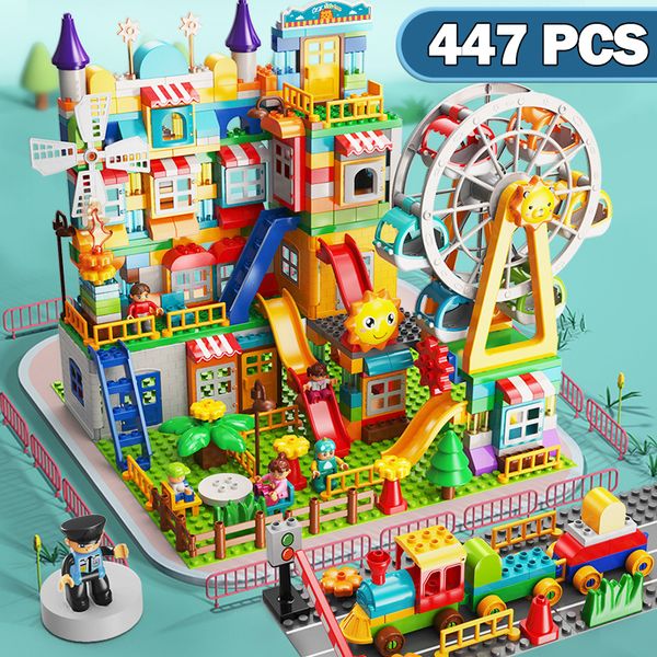 447 pcs new castle big particle ferris wheel park building block diy brick educational toy for children gifts
447 pcs new castle big particle ferris wheel park building block diy brick educational toy for children gifts