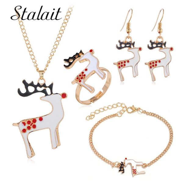 earrings & necklace 4 pcs cute christmas jewelry sets deer elk gold chain cartoon ring bracelet for women child, Silver
earrings & necklace 4 pcs cute christmas jewelry sets deer elk gold chain cartoon ring bracelet for women child, Silver