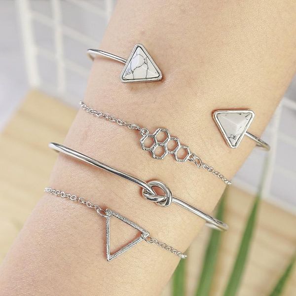 link, chain bohemian geometry white turquoises metal triangle bracelet set for women hollow molecule bangle boho jewelry, Black
link, chain bohemian geometry white turquoises metal triangle bracelet set for women hollow molecule bangle boho jewelry, Black