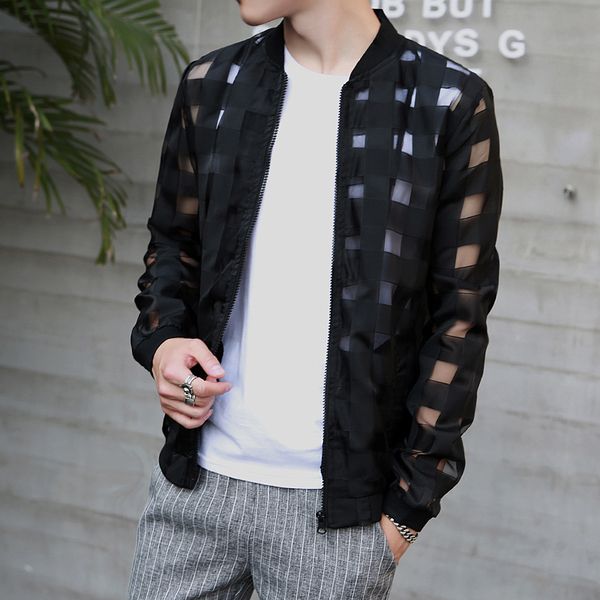 pierced transparent bomber jacket men 2020 sun protection clothing windbreaker summer thin men plaid jackets slim fit mens coats p0804, Black;brown
pierced transparent bomber jacket men 2020 sun protection clothing windbreaker summer thin men plaid jackets slim fit mens coats p0804, Black;brown
