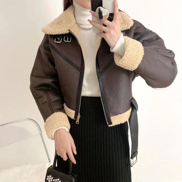 women's fur & faux winter fashion warm and comfortable ladies casual belt motorcycle jacket short long sleeve slim coat, Black
women's fur & faux winter fashion warm and comfortable ladies casual belt motorcycle jacket short long sleeve slim coat, Black