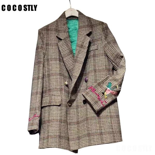 korean women plaid blazers suit ladies autumn embroidery long paragraph loose retro woolen jacket female women's suits &, White;black
korean women plaid blazers suit ladies autumn embroidery long paragraph loose retro woolen jacket female women's suits &, White;black