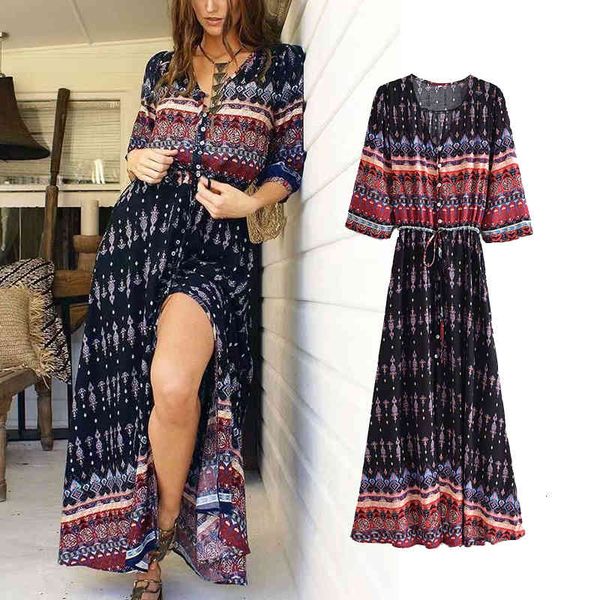 rompers 2021 women's fashions ethnic style print collar thin chic dress long, Black;white
rompers 2021 women's fashions ethnic style print collar thin chic dress long, Black;white