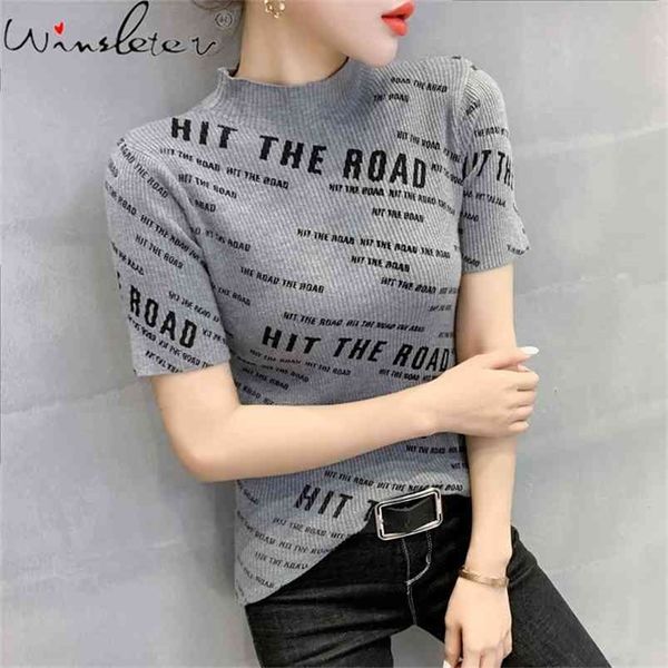 summer european clothes knit t-shirt fashion letter women short sleeve elastic slim bottoming shirt tees t13409a 210421, White
summer european clothes knit t-shirt fashion letter women short sleeve elastic slim bottoming shirt tees t13409a 210421, White
