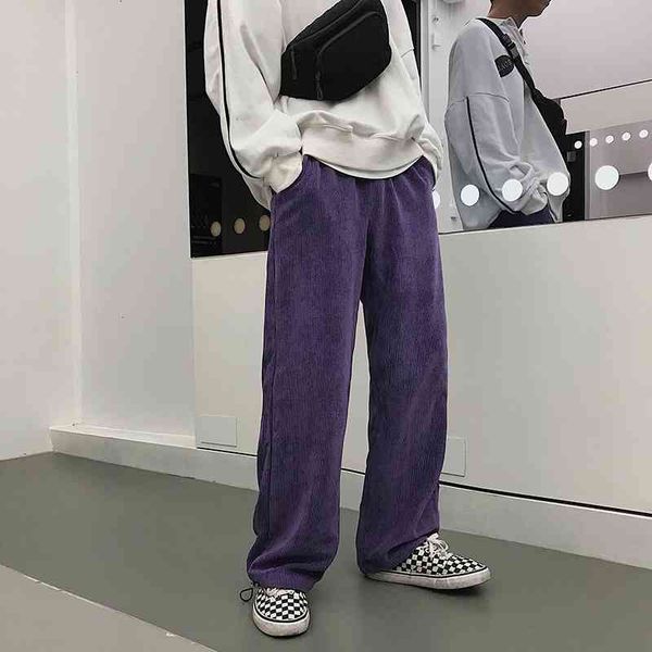 men's pants cotton casual corduroy fabric loose trousers active elastic hip hop male black/violet joggers sweatpants m-xl oxxk