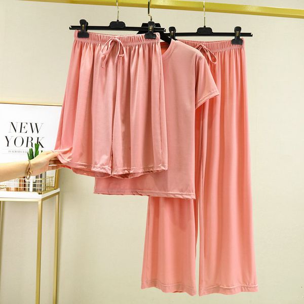 women's shorts 3 pcs set women pajamas candy color spring summerr thin ice silk short sleeve can be worn out sleepwear bkkw, White;black
women's shorts 3 pcs set women pajamas candy color spring summerr thin ice silk short sleeve can be worn out sleepwear bkkw, White;black