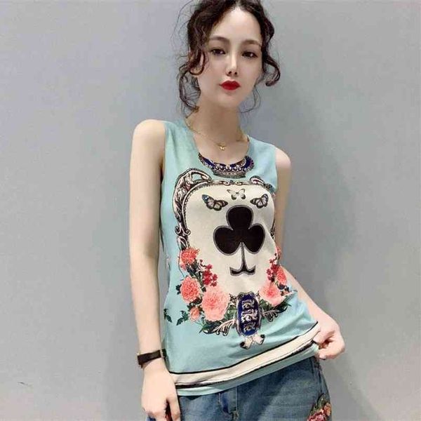 spring summer fashion women sleeveless t-shirt femme slim print tank all-matched casual knitted mujer s677 210512, White
spring summer fashion women sleeveless t-shirt femme slim print tank all-matched casual knitted mujer s677 210512, White