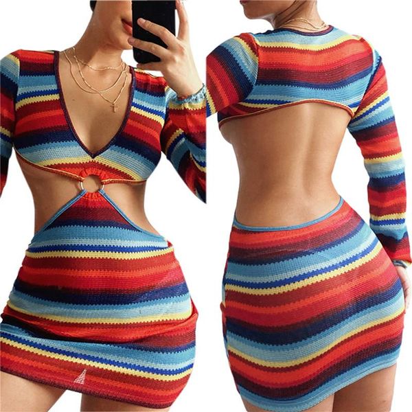 casual dresses summer ladies v-neck hollow out short dress women mixed color stripes long sleeve knitted high waist tight bodycon, Black;gray
casual dresses summer ladies v-neck hollow out short dress women mixed color stripes long sleeve knitted high waist tight bodycon, Black;gray