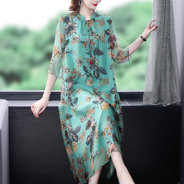 style elegant spring silk floral dress plus size vestidos mujer 2021 fashion bow stand collar 3/4 sleeve long dresses casual, Black;gray
style elegant spring silk floral dress plus size vestidos mujer 2021 fashion bow stand collar 3/4 sleeve long dresses casual, Black;gray