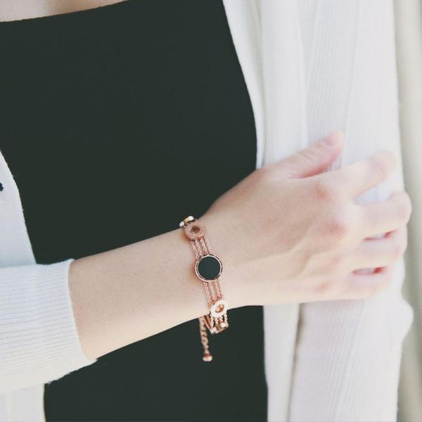 link, chain bracelet women hanging multi-layer forever love pulseira titanium steel for jewelry, Black
link, chain bracelet women hanging multi-layer forever love pulseira titanium steel for jewelry, Black