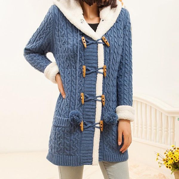 women's jackets hooded sweater coat women 2021 winter fleece lined warm thick jacket horn button long sleeve solid outerwear overcoat f, Black;brown
women's jackets hooded sweater coat women 2021 winter fleece lined warm thick jacket horn button long sleeve solid outerwear overcoat f, Black;brown