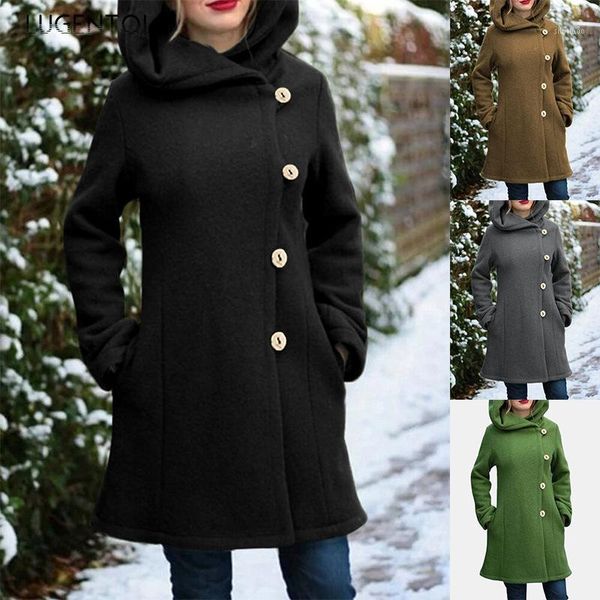 women's wool & blends lugentolo women hooded autumn coat medium long solid slim-fit coats sleeve pocket lady casual, Black
women's wool & blends lugentolo women hooded autumn coat medium long solid slim-fit coats sleeve pocket lady casual, Black